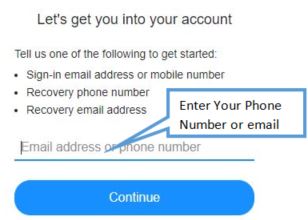 enter your number or email id
