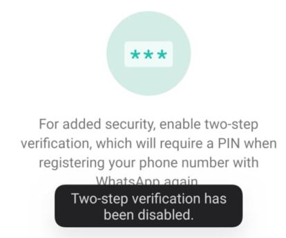 The Two-Step Verification Is Disabled