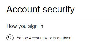 Yahoo acount key is enabled