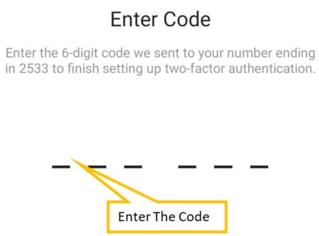enter six digit code