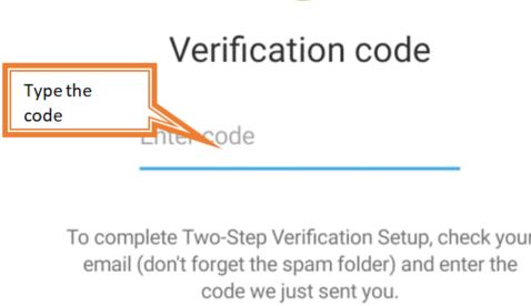 enter verificaton code