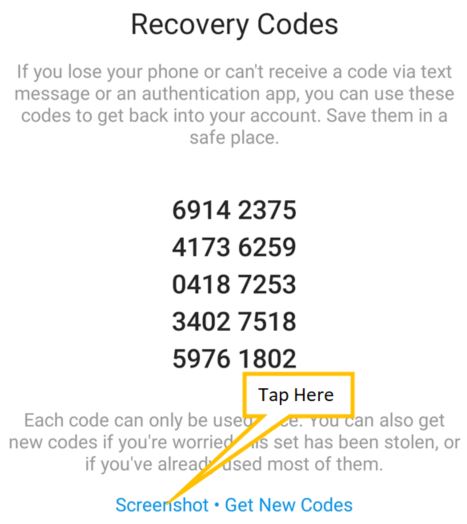 save recovery codes