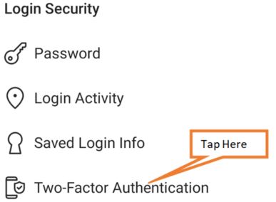 tap on two factor authenticaion